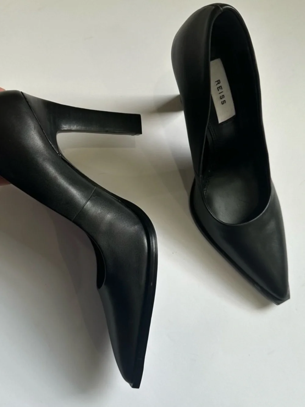 Reiss Ada Court Black Leather Classic Pumps Size 38